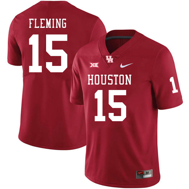 Men #15 Malik Fleming Houston Cougars Big 12 XII College Football Jerseys Stitched-Red